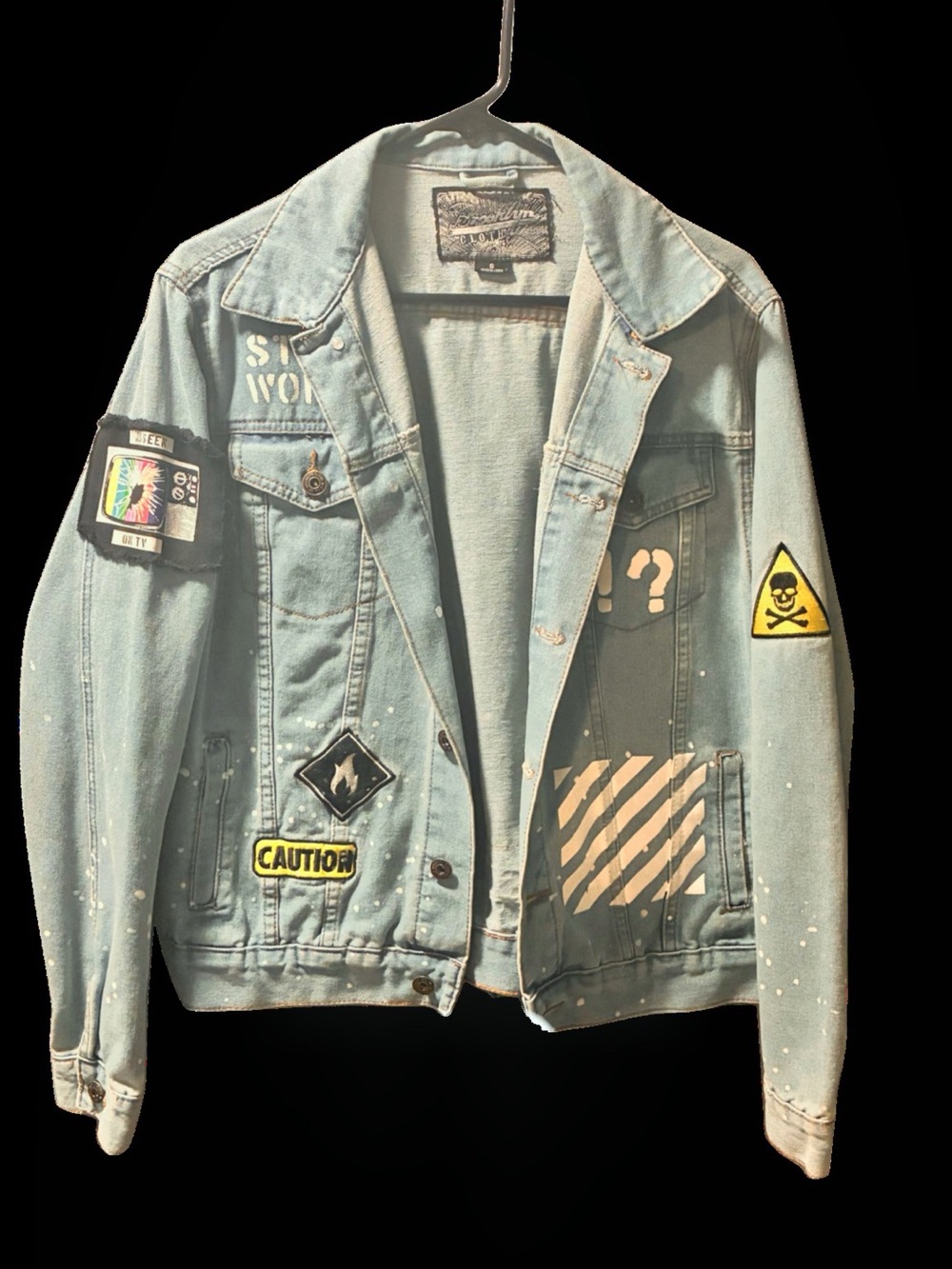 Brooklyn Cloth Light Blue Denim Patchwork Jacket with Yellow Accents